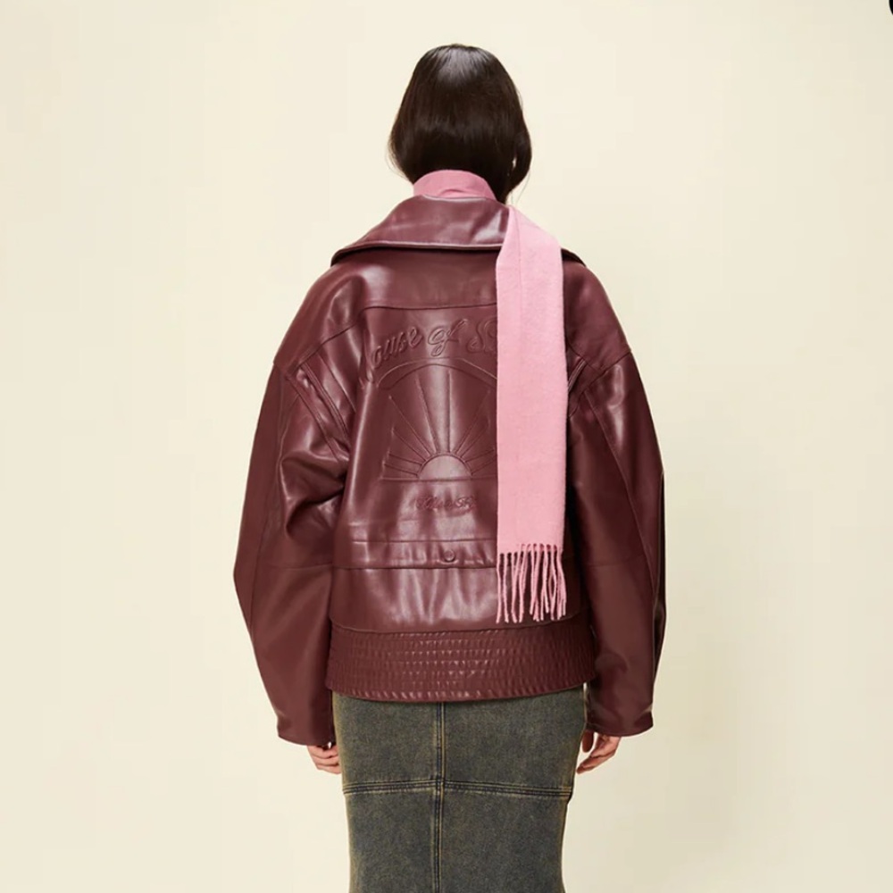 Red maroon burgundy leather jacket House of Sunny Hybrid Leather Jacket